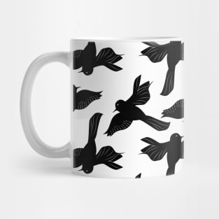 Black and white flying birds pattern Mug